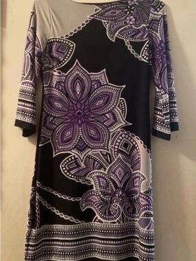 Carole Little Black and Purple Floral Shift Tunic